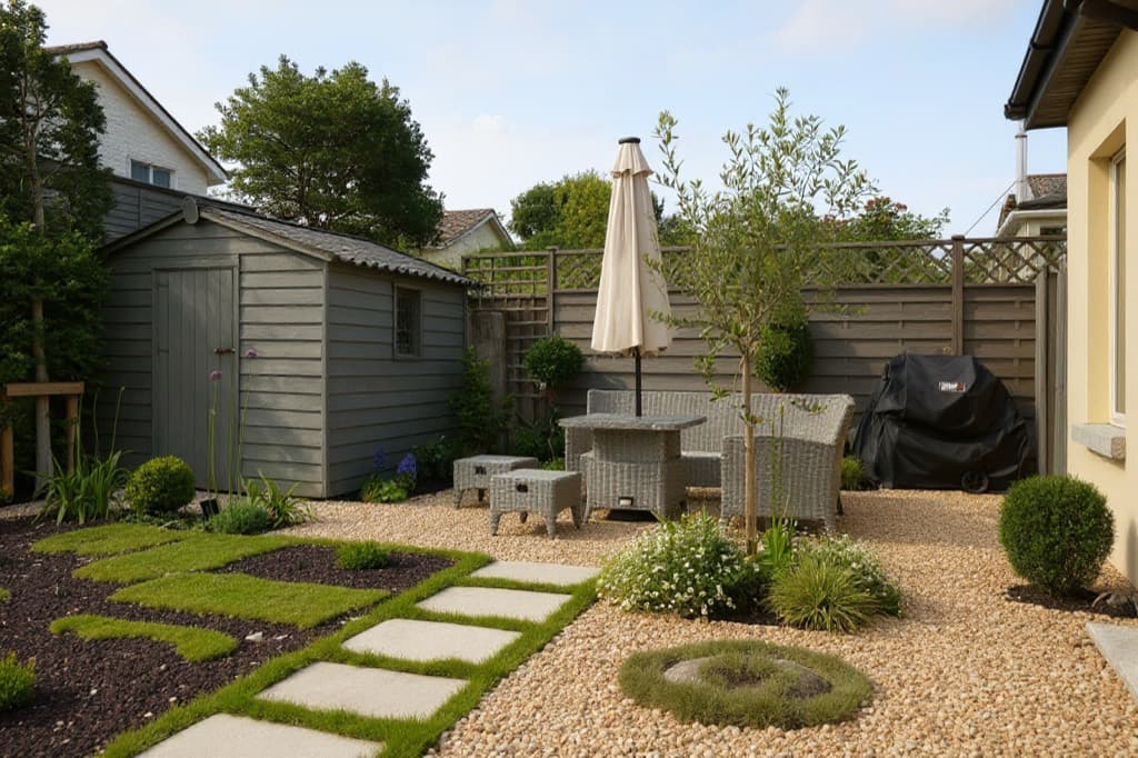 Garden redesigned in Japanese zen style by AI