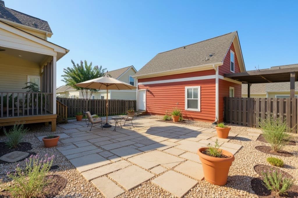 Patio redesigned in Mediterranean style by AI