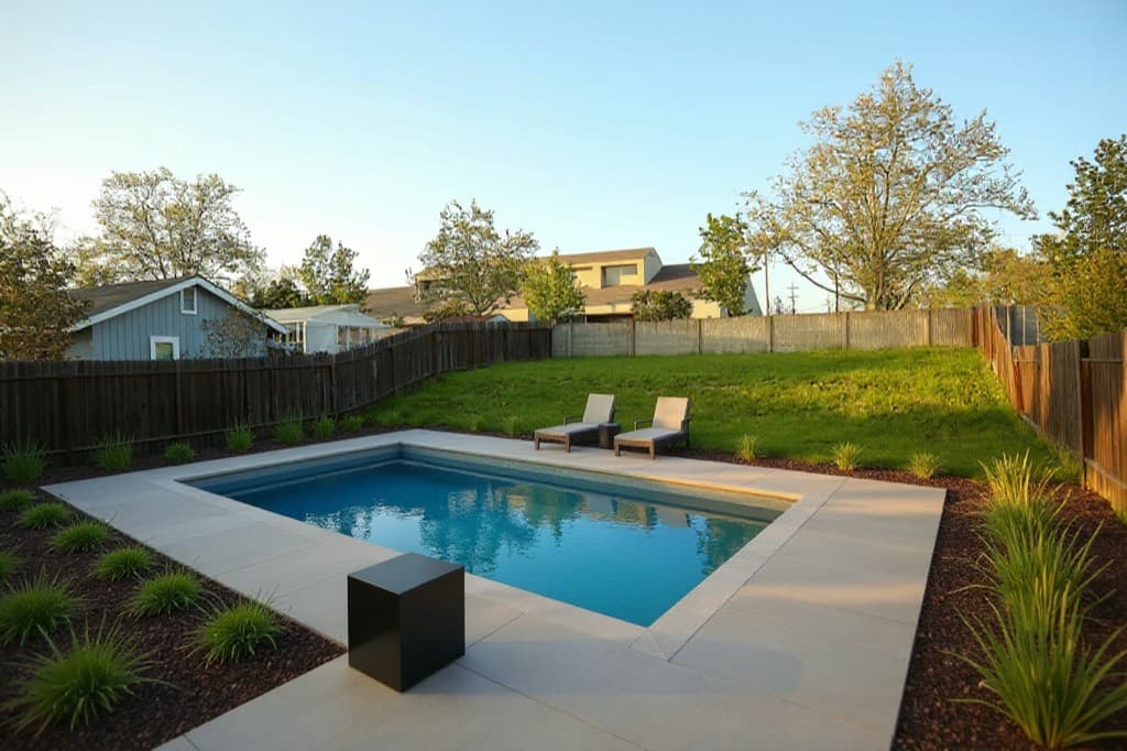 Modern Pool Landscaping Ideas: AI redesign example